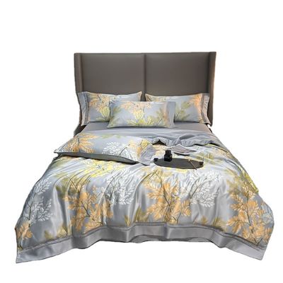 100% TENCEL 300TC 60S Densidade de tecido Tencel Flores Cobertura de cobertor Set de roupa de cama de algodão