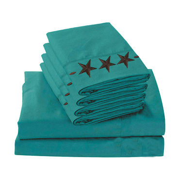Western Peak 6pcs bordado Star Sheet Set Lava-máquina 100% poliéster