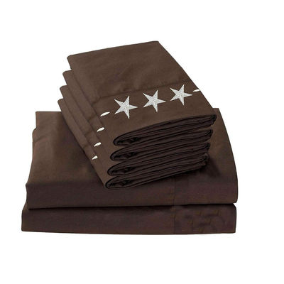 Western Peak 6pcs bordado Star Sheet Set Lava-máquina 100% poliéster
