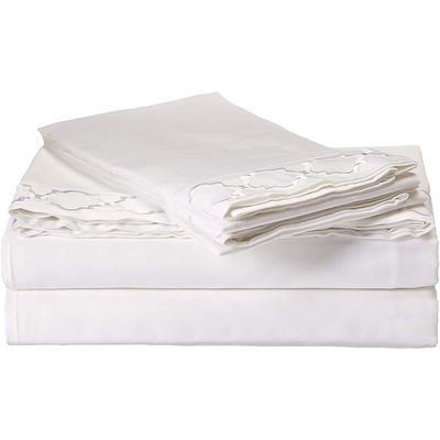 Lenço de cama plano de todas as estações Set de lenço de cama de luxo bordado egípcio com belo bordado de corda 4 peças