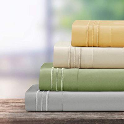 Transforme o quarto dos seus filhos em um confortável retiro com 4 PCS 3 linhas de bordados de lençóis de cama