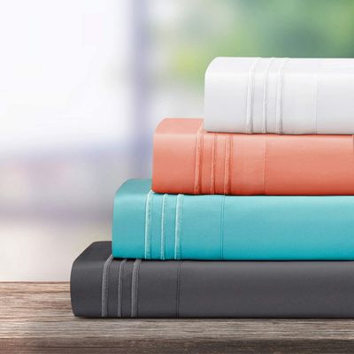 Transforme o quarto dos seus filhos em um confortável retiro com 4 PCS 3 linhas de bordados de lençóis de cama