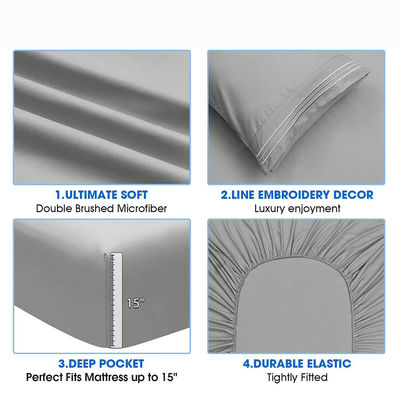 Transforme o quarto dos seus filhos em um confortável retiro com 4 PCS 3 linhas de bordados de lençóis de cama