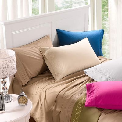 Pronto para o Envio Luxo Rolo Flores Bordado Lenço de cama em Microfibra Brushed suave