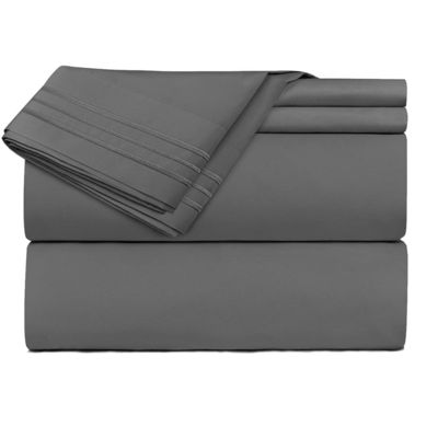 4pcs 3 linhas bordado lençol de cama 100% poliéster