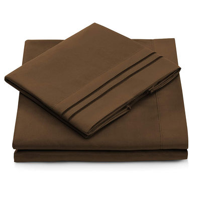 Conjunto de lençóis de cama de microfibra de padrão sólido 133 * 60 Densidade de tecido