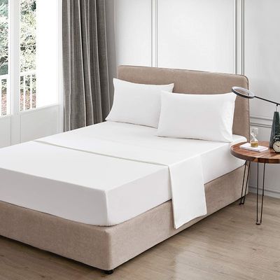 4 peças 100% de algodão Luxury Soft Respirável Deep Pocket Sheet Set com Portátil