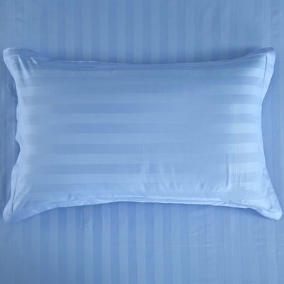 Lençóis de cama de algodão 100% em linhas azuis e brancas