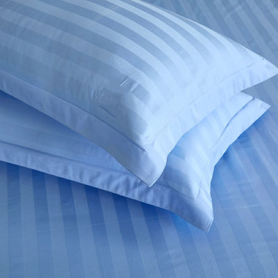 Lençóis de cama de algodão 100% em linhas azuis e brancas