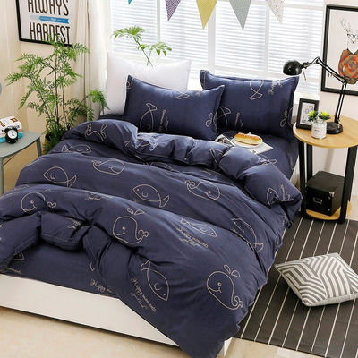 Set de roupa de cama de 4 peças para todas as estações Princesa e cortinas Linho lavado em pedra para crianças tamanho completo