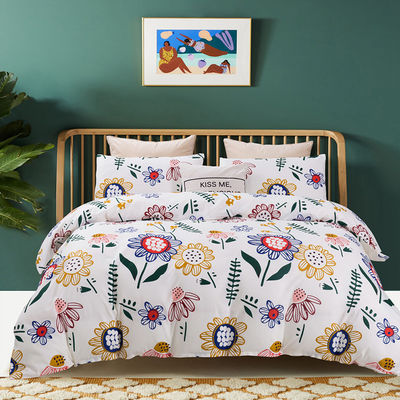Set de roupa de cama de algodão 100% branco de 4 peças de cor personalizada