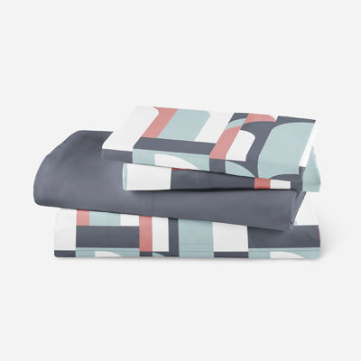 Casa têxtil Folha plana Geométrica Impressa Cobertura de cama Folha de cama macia 4 Pcs Quantidade