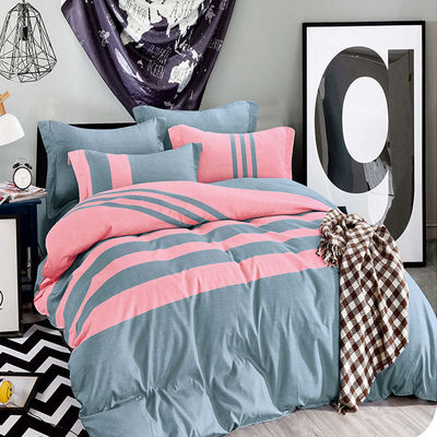 Conjunto personalizado de roupa de cama de linho colorido com listras, lençol, almofada, etc.