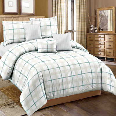 Conjunto personalizado de roupa de cama de linho colorido com listras, lençol, almofada, etc.