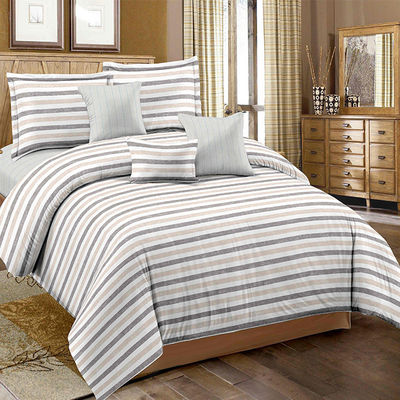 Conjunto personalizado de roupa de cama de linho colorido com listras, lençol, almofada, etc.