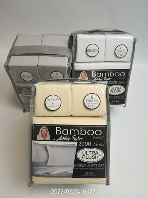 Moderno estilo 2200 Conta de fios Set de folha de tecido de bambu 6pcs Set de folha de almofada