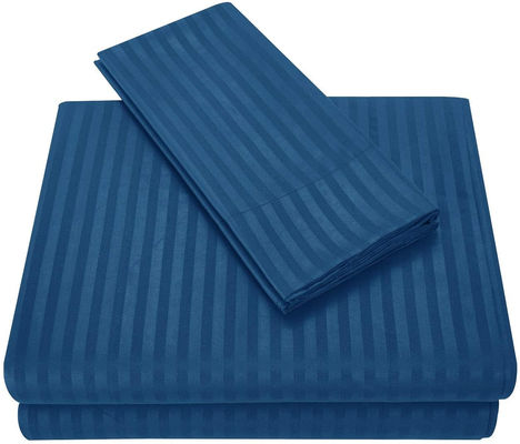 Satin Stripe 90GSM Microfiber Extra Soft Luxury Sheets Set 3pcs 4pcs Navy Deep Pocket