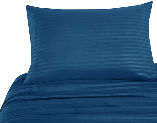 Satin Stripe 90GSM Microfiber Extra Soft Luxury Sheets Set 3pcs 4pcs Navy Deep Pocket