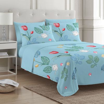 Flower Design Set de lençóis de cama para camas de 1,5 m e 5 pés A adição perfeita para a sua casa