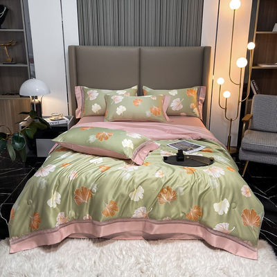 100% TENCEL 300TC 60S Densidade de tecido Tencel Flores Cobertura de cobertor Set de roupa de cama de algodão