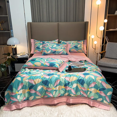100% TENCEL 300TC 60S Densidade de tecido Tencel Flores Cobertura de cobertor Set de roupa de cama de algodão
