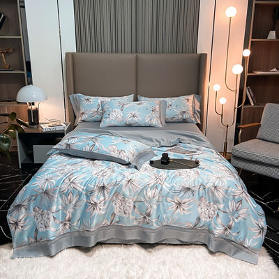 100% TENCEL 300TC 60S Densidade de tecido Tencel Flores Cobertura de cobertor Set de roupa de cama de algodão