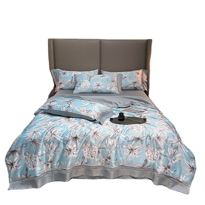 Estilo Tencel Modal folha de almofada conjunto com bordado cobertor e almofadas