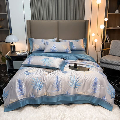 Estilo Tencel Modal folha de almofada conjunto com bordado cobertor e almofadas