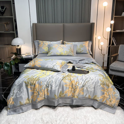 Estilo Tencel Modal folha de almofada conjunto com bordado cobertor e almofadas