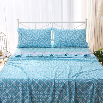 Conjunto personalizado de folhas de flanela de microfibra - Coleção de roupas de cama de luxo impressas em 4 peças para hotel