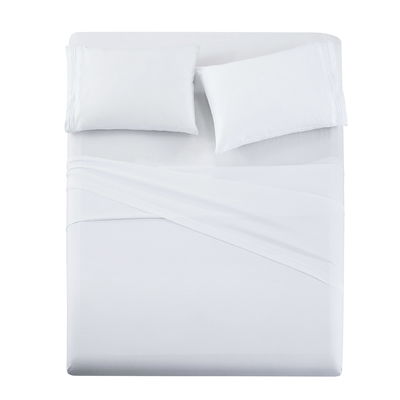 Poly Cotton 300tc Hotel Branco bordado Lenço de cama Quilt Cover Set de almofada