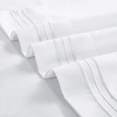 Poly Cotton 300tc Hotel Branco bordado Lenço de cama Quilt Cover Set de almofada