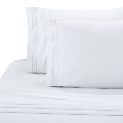 Poly Cotton 300tc Hotel Branco bordado Lenço de cama Quilt Cover Set de almofada