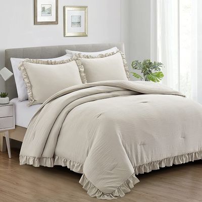 Conjunto personalizado de roupas de cama de casa de campo com design de cama de ruffle