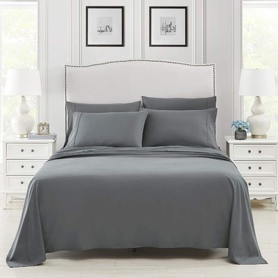 Lençol de cama padrão sólido escovado de microfibra de bambu roupa de cama conjunto 6pcs para quarto