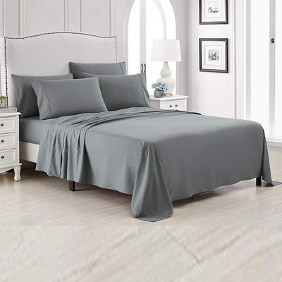 Lençol de cama padrão sólido escovado de microfibra de bambu roupa de cama conjunto 6pcs para quarto