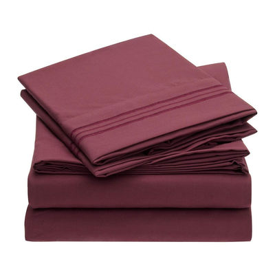 80 gramas de microfibra com bordados de três linhas Set de lençóis de cama 4pcs para quarto