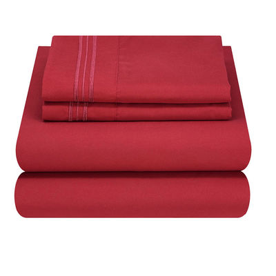 80 gramas de microfibra com bordados de três linhas Set de lençóis de cama 4pcs para quarto