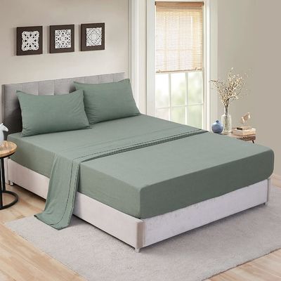 Lençóis de cama de 4 peças de algodão 100% lavado sem preenchimento para um sono relaxante