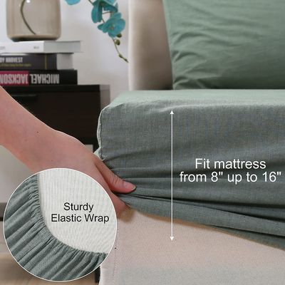 Lençóis de cama de 4 peças de algodão 100% lavado sem preenchimento para um sono relaxante