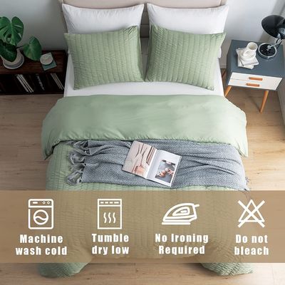 Conjunto de cobertura de cobertor Seersucker personalizável de 3 peças
