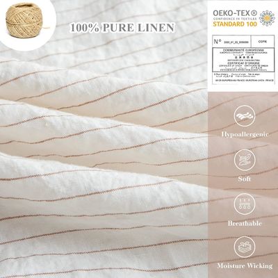 100% Linho puro Set de cobertor de cobertor 3pcs Lantejoulas de linho natural lavadas